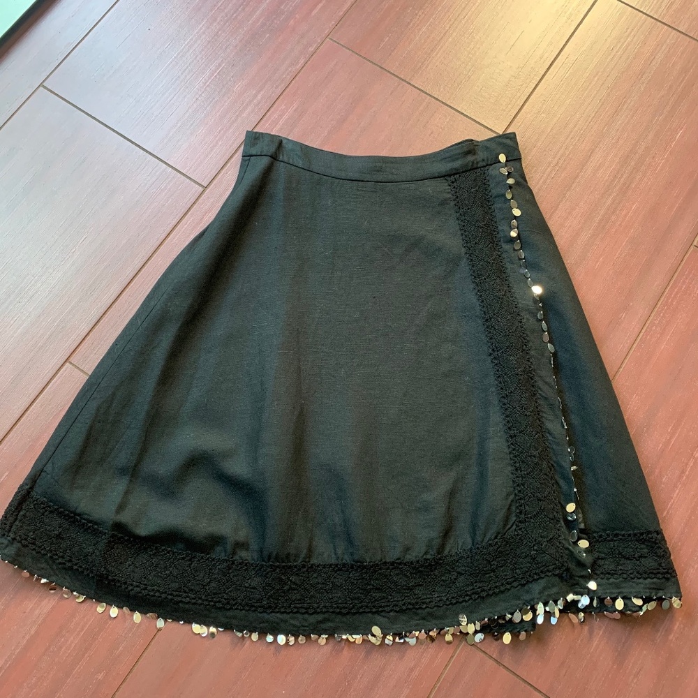 WD.NY black linen skirt with sequins